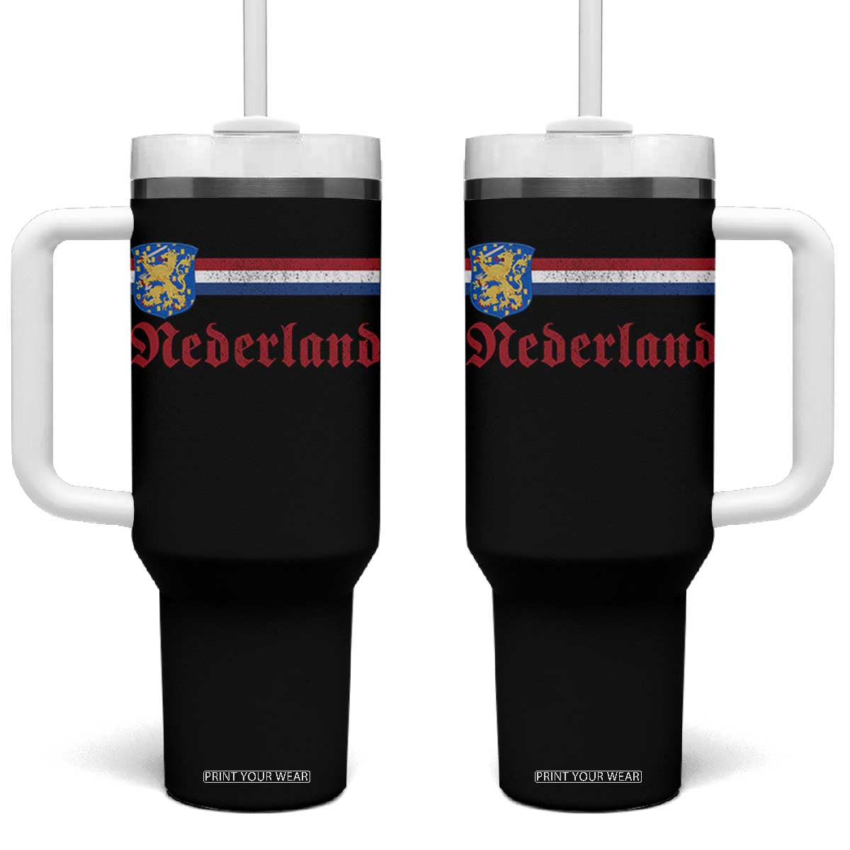 Nederland Holland Emblem Lion Vintage Dutch Flag Tumbler With Handle
