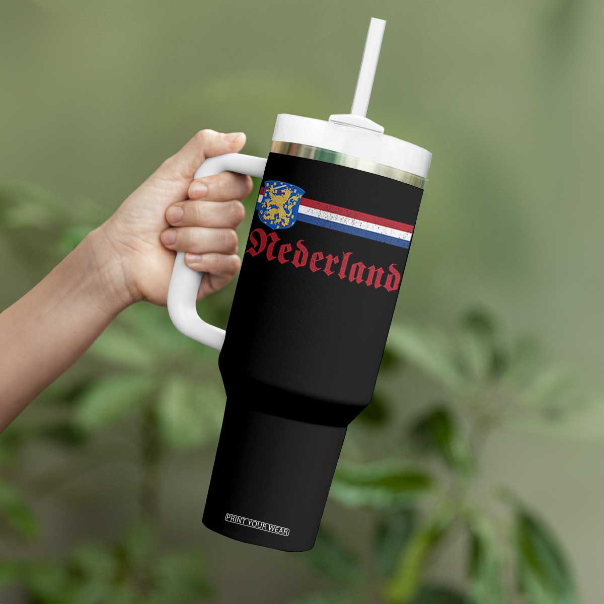 Nederland Holland Emblem Lion Vintage Dutch Flag Tumbler With Handle