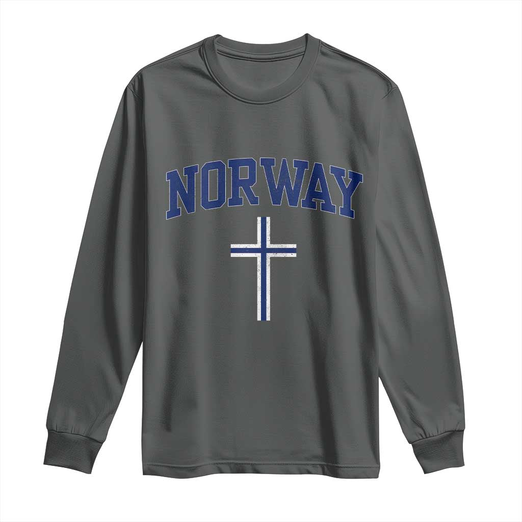 Norway Vintage Soccer Design The Nordic Cross Flag Long Sleeve Shirt