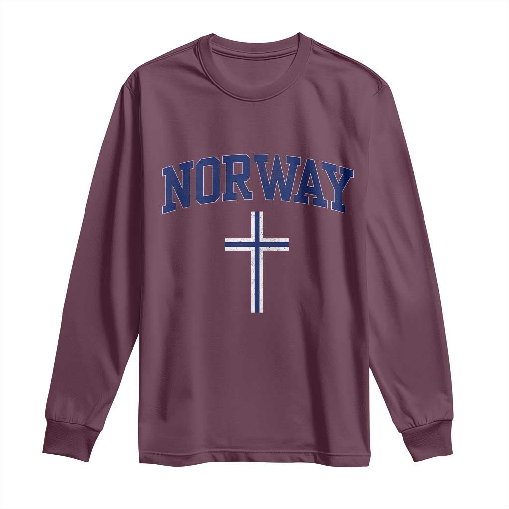 Norway Vintage Soccer Design The Nordic Cross Flag Long Sleeve Shirt
