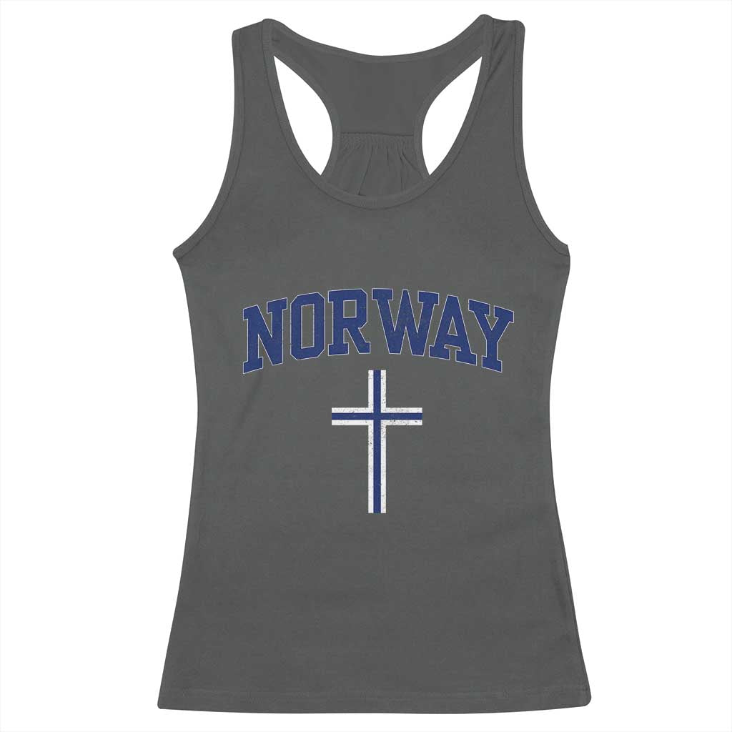 Norway Vintage Soccer Design The Nordic Cross Flag Racerback Tank Top