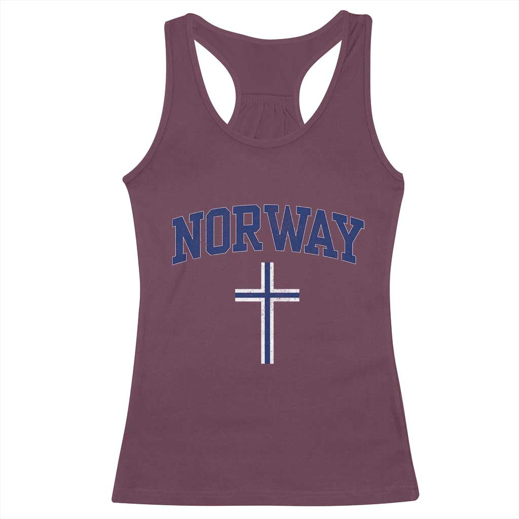 Norway Vintage Soccer Design The Nordic Cross Flag Racerback Tank Top