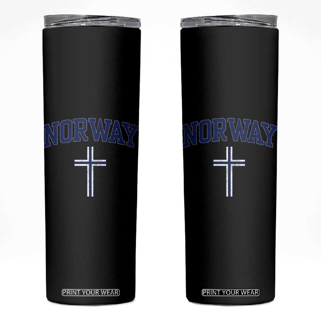 Norway Vintage Soccer Design The Nordic Cross Flag Skinny Tumbler TS11 Black Print Your Wear