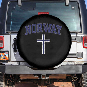 Norway Vintage Soccer Design The Nordic Cross Flag Spare Tire Cover TS11 No hole Black Print Your Wear