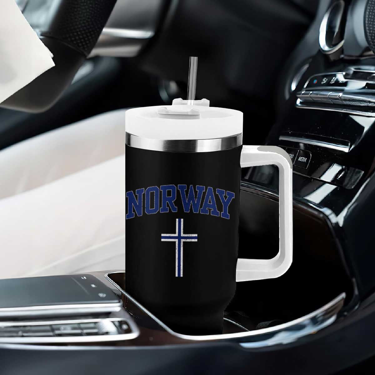 Norway Vintage Soccer Design The Nordic Cross Flag Tumbler With Handle TS11 Print Your Wear