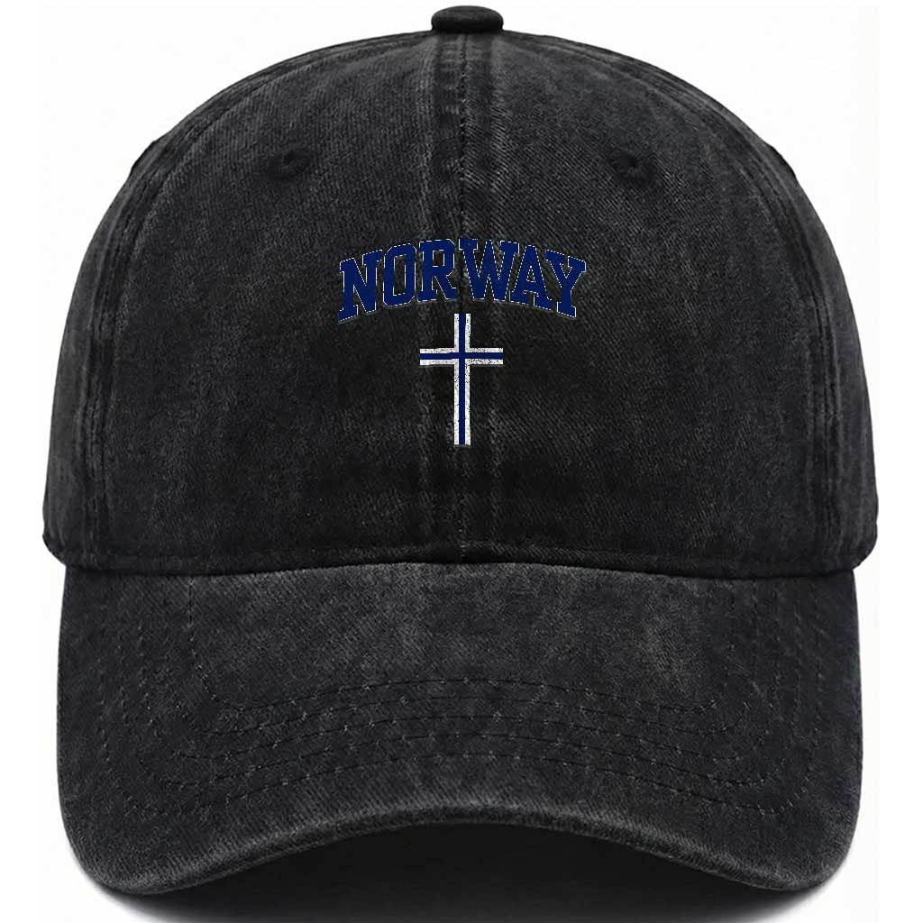 Norway Vintage Soccer Design The Nordic Cross Flag Washed Cotton Baseball Cap TS11 Print Your Wear
