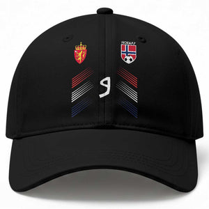 Norway Football Crest Jersey Style Baseball Cap Number 9 Viking Athletic for Soccer Fan