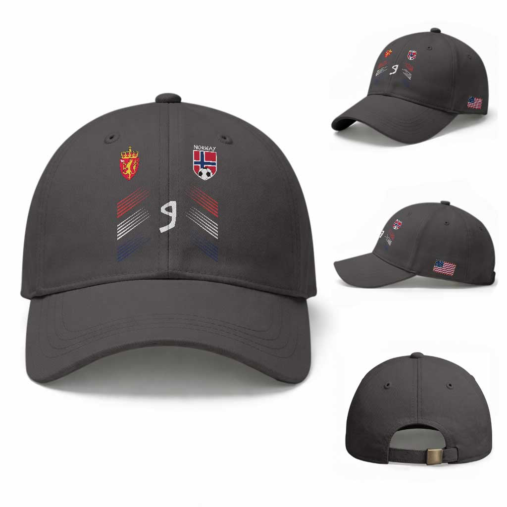 Norway Football Crest Jersey Style Baseball Cap Number 9 Viking Athletic for Soccer Fan