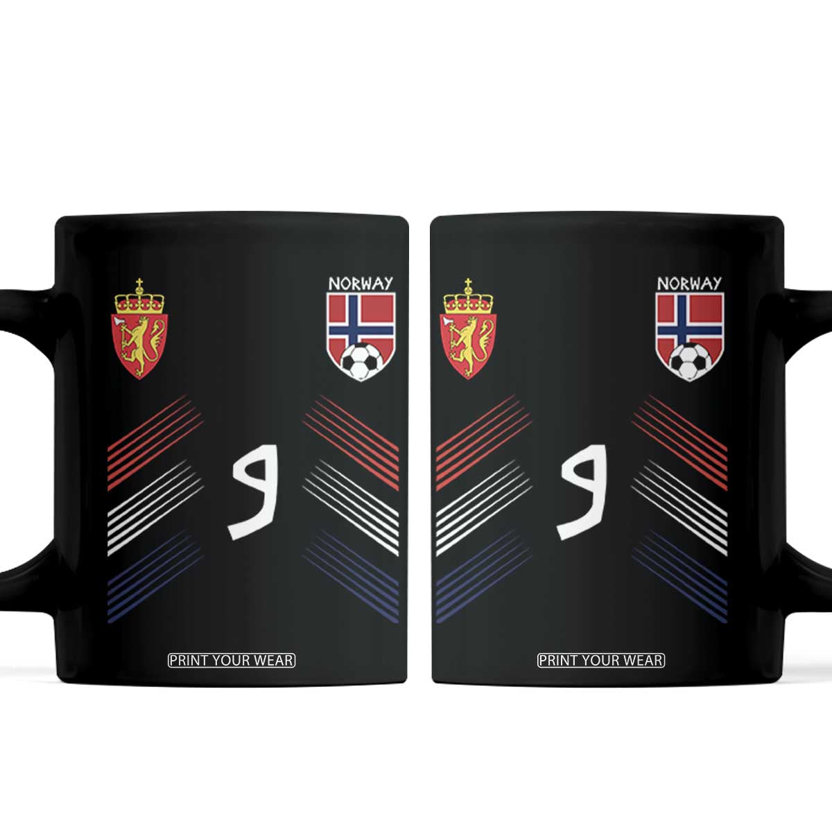 Norway Football Crest Jersey Style Coffee Mug Number 9 Viking Athletic for Soccer Fan