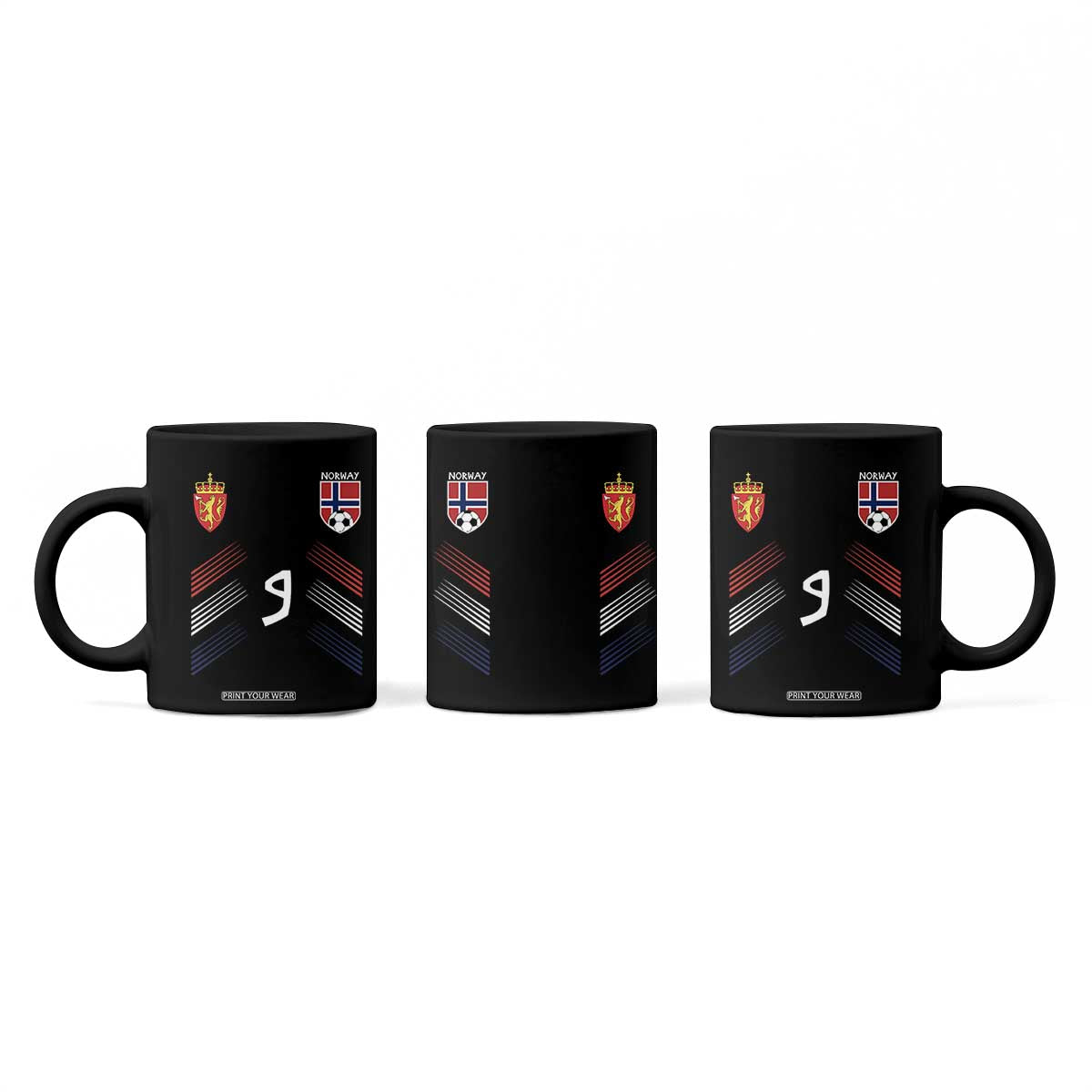 Norway Football Crest Jersey Style Coffee Mug Number 9 Viking Athletic for Soccer Fan