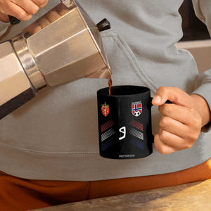 Norway Football Crest Jersey Style Coffee Mug Number 9 Viking Athletic for Soccer Fan