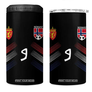 Norway Football Crest Jersey Style 4 in 1 Can Cooler Tumbler Number 9 Viking Athletic for Soccer Fan