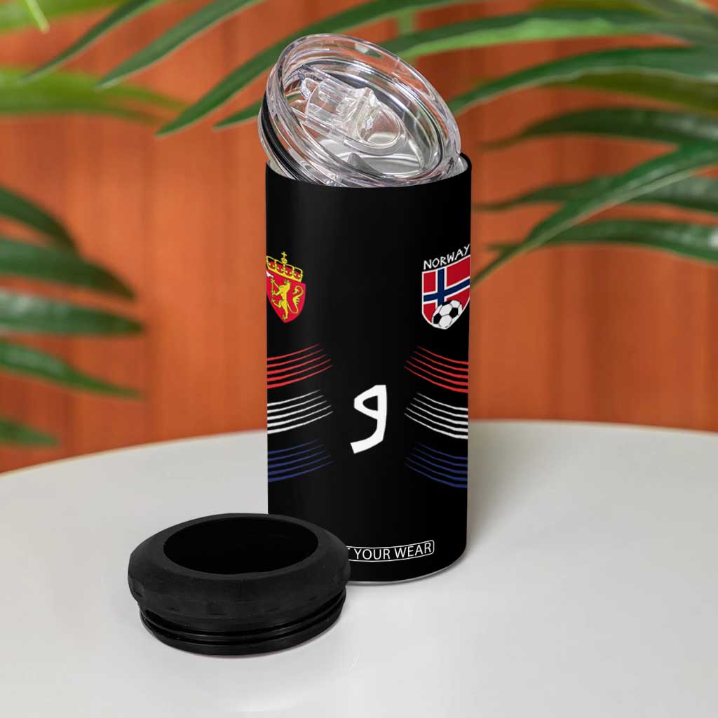 Norway Football Crest Jersey Style 4 in 1 Can Cooler Tumbler Number 9 Viking Athletic for Soccer Fan
