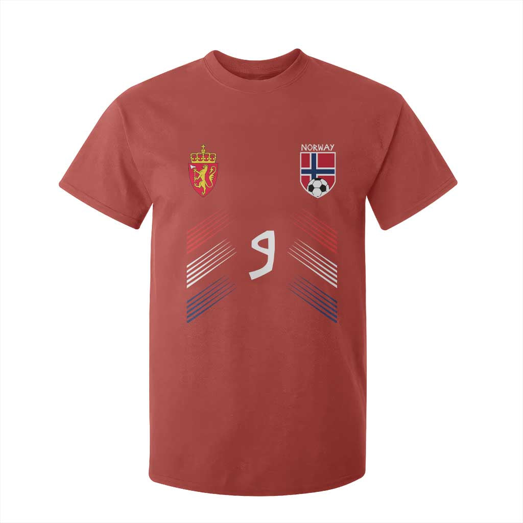 Norway Football Crest Jersey Style T Shirt For Kid Number 9 Viking Athletic for Soccer Fan