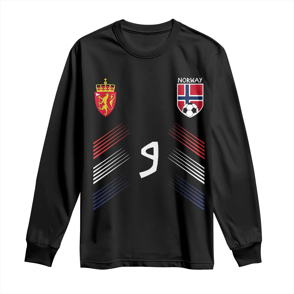 Norway Football Crest Jersey Style Long Sleeve Shirt Number 9 Viking Athletic for Soccer Fan