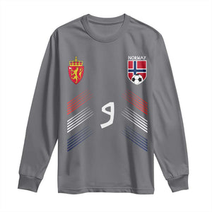 Norway Football Crest Jersey Style Long Sleeve Shirt Number 9 Viking Athletic for Soccer Fan