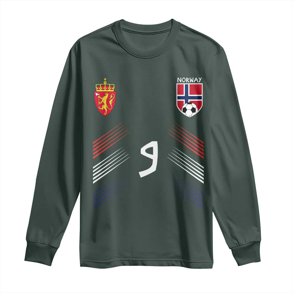 Norway Football Crest Jersey Style Long Sleeve Shirt Number 9 Viking Athletic for Soccer Fan