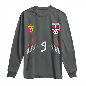 Norway Football Crest Jersey Style Long Sleeve Shirt Number 9 Viking Athletic for Soccer Fan