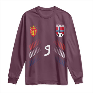 Norway Football Crest Jersey Style Long Sleeve Shirt Number 9 Viking Athletic for Soccer Fan