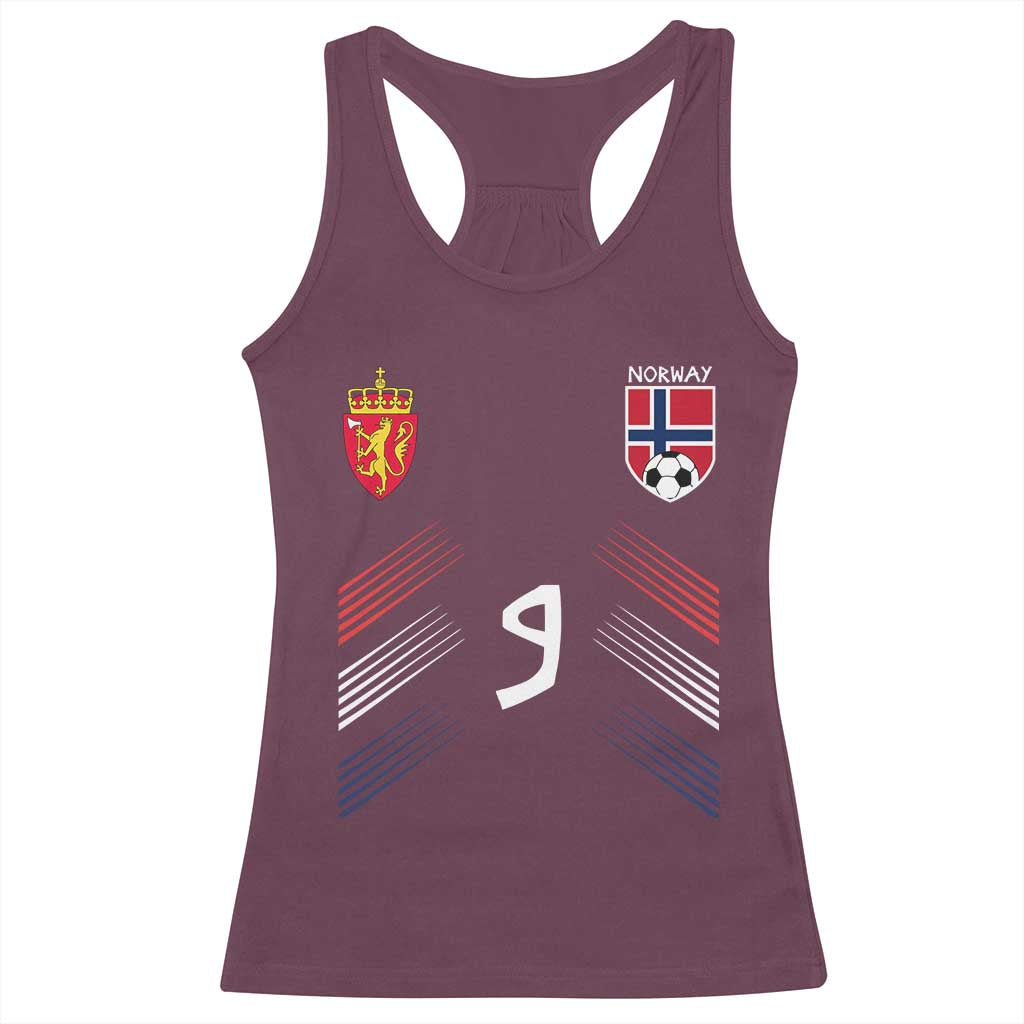 Norway Football Crest Jersey Style Racerback Tank Top Number 9 Viking Athletic for Soccer Fan
