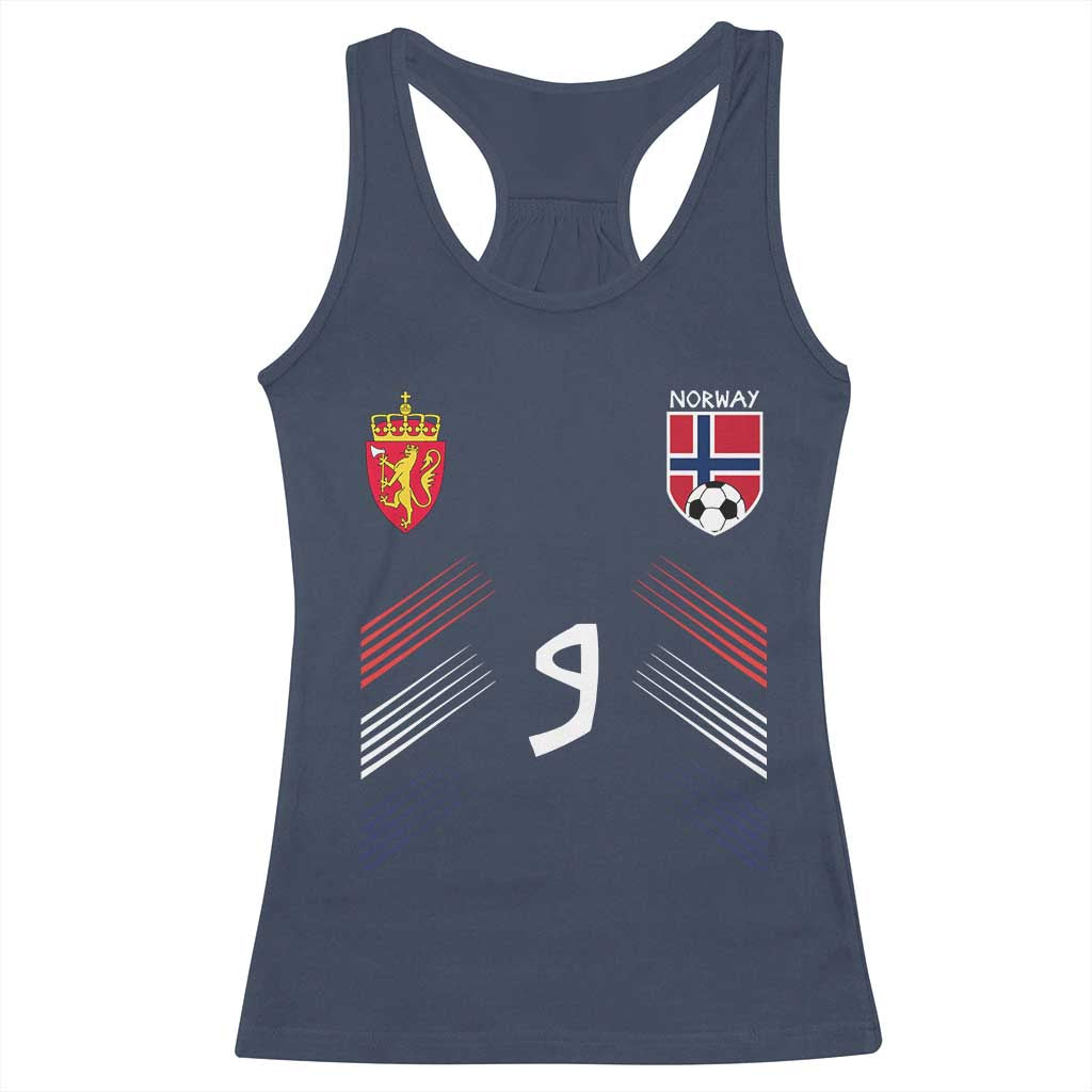 Norway Football Crest Jersey Style Racerback Tank Top Number 9 Viking Athletic for Soccer Fan