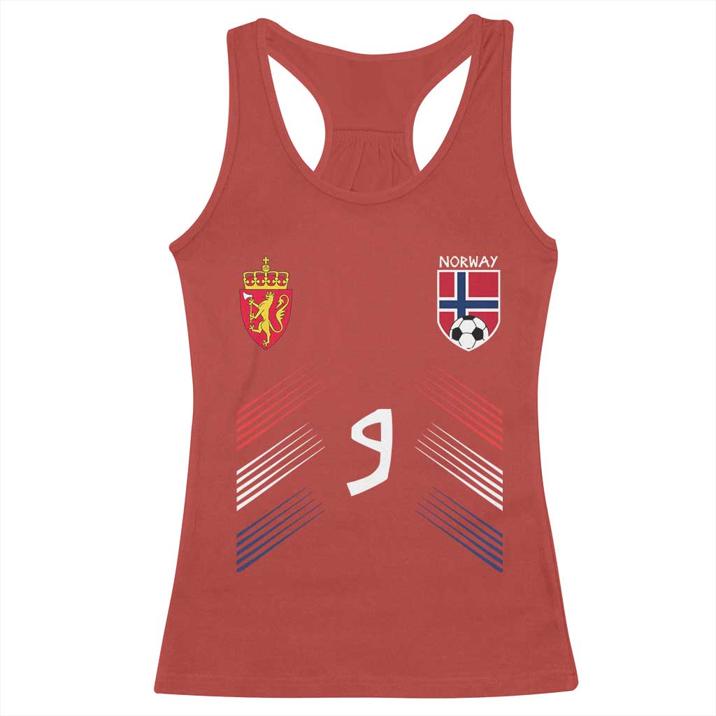 Norway Football Crest Jersey Style Racerback Tank Top Number 9 Viking Athletic for Soccer Fan TS11 Red Print Your Wear