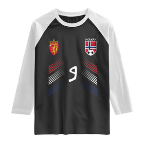 Norway Football Crest Jersey Style Raglan Shirt Number 9 Viking Athletic for Soccer Fan