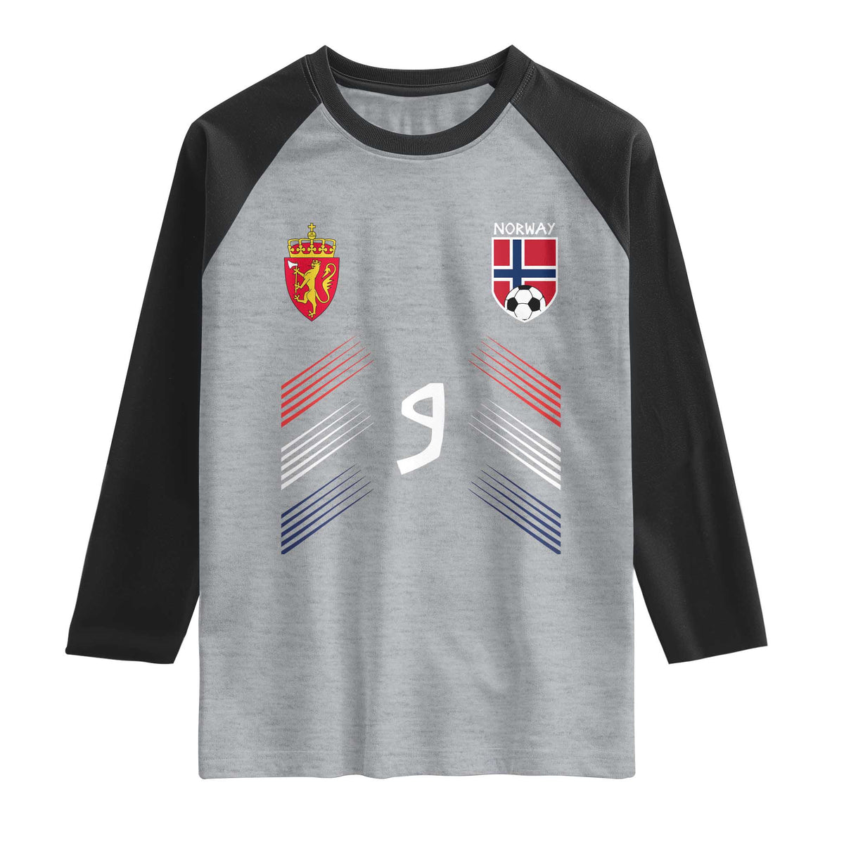 Norway Football Crest Jersey Style Raglan Shirt Number 9 Viking Athletic for Soccer Fan