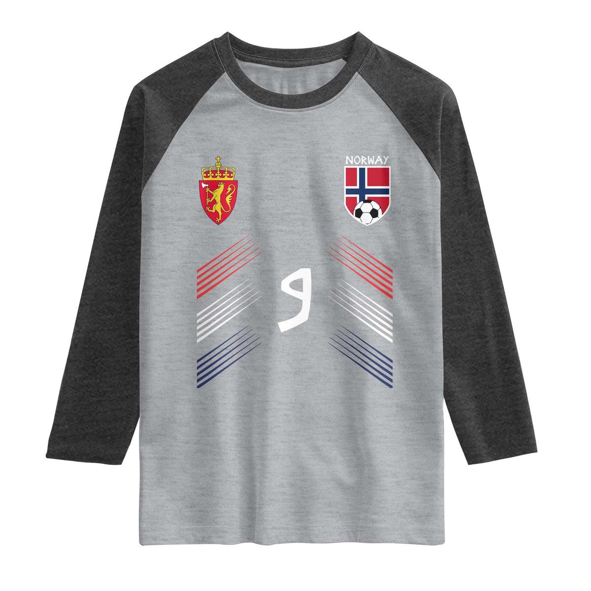 Norway Football Crest Jersey Style Raglan Shirt Number 9 Viking Athletic for Soccer Fan