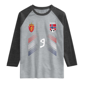 Norway Football Crest Jersey Style Raglan Shirt Number 9 Viking Athletic for Soccer Fan