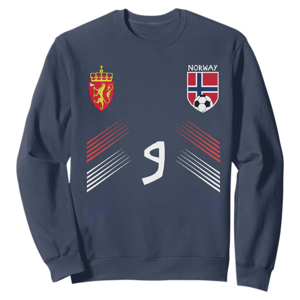 Norway Football Crest Jersey Style Sweatshirt Number 9 Viking Athletic for Soccer Fan