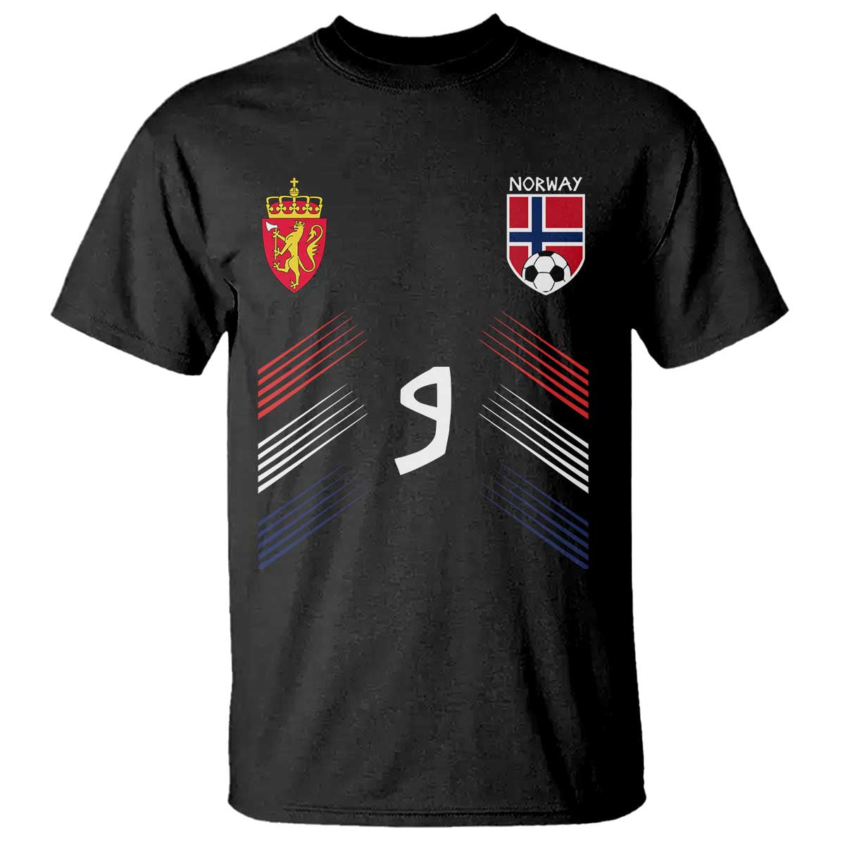 Norway Football Crest Jersey Style T Shirt Number 9 Viking Athletic for Soccer Fan