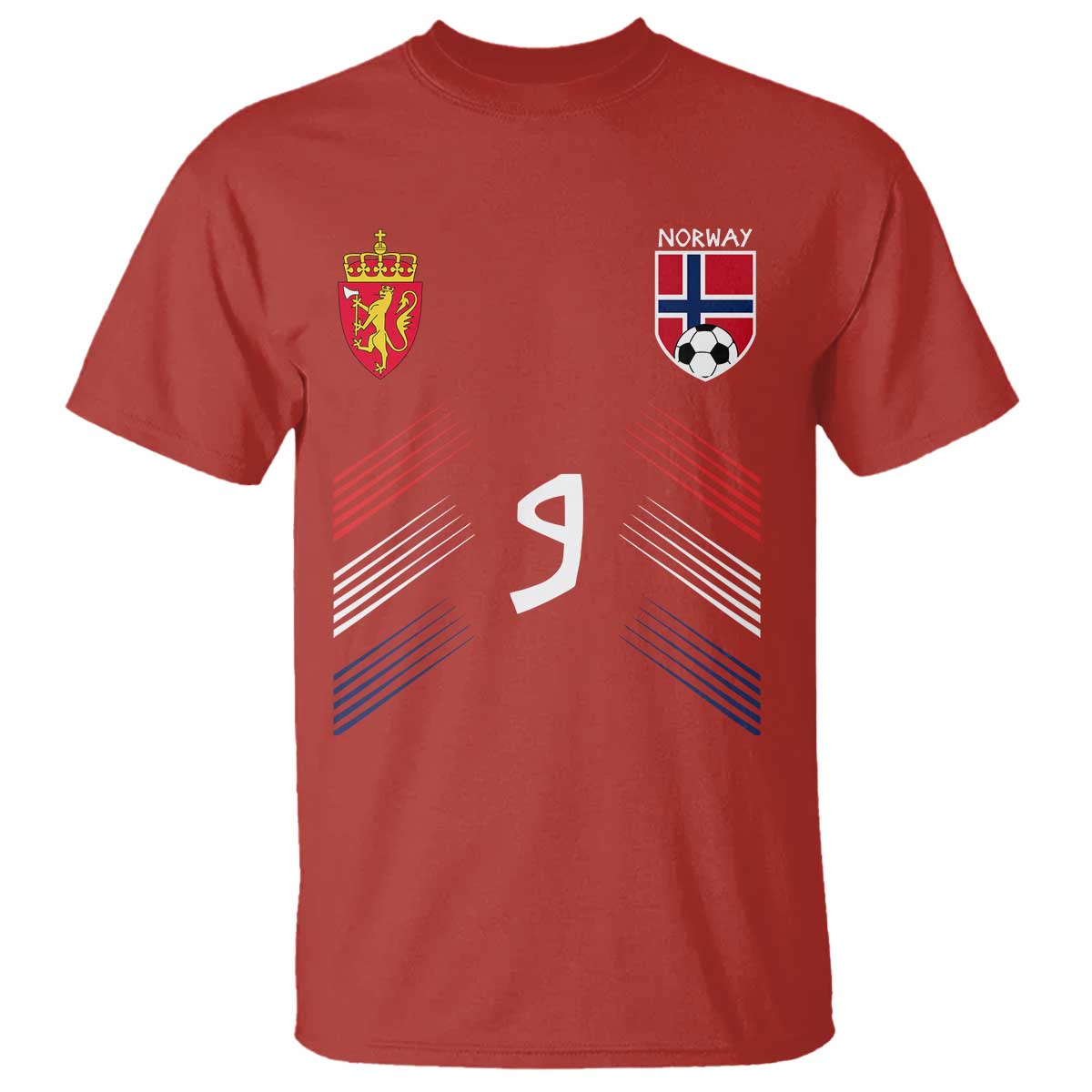 Norway Football Crest Jersey Style T Shirt Number 9 Viking Athletic for Soccer Fan