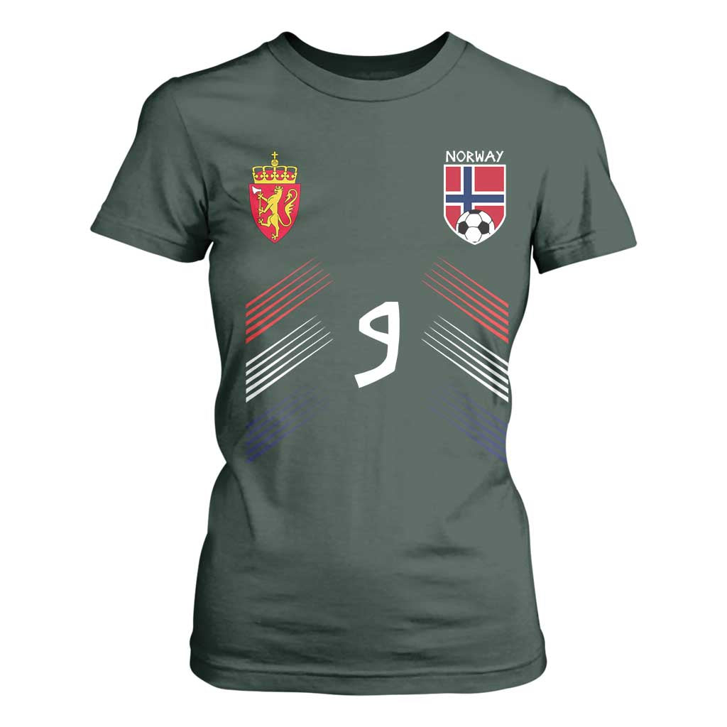 Norway Football Crest Jersey Style T Shirt For Women Number 9 Viking Athletic for Soccer Fan