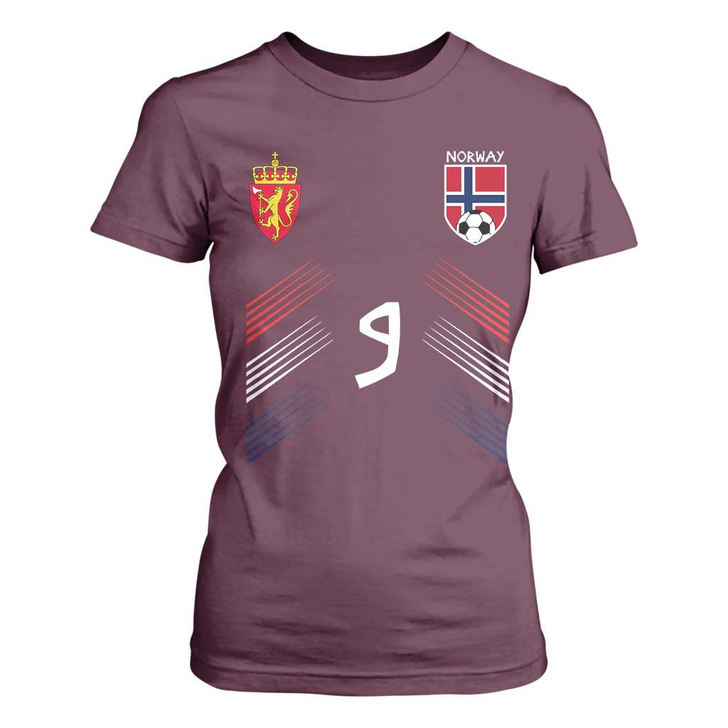 Norway Football Crest Jersey Style T Shirt For Women Number 9 Viking Athletic for Soccer Fan