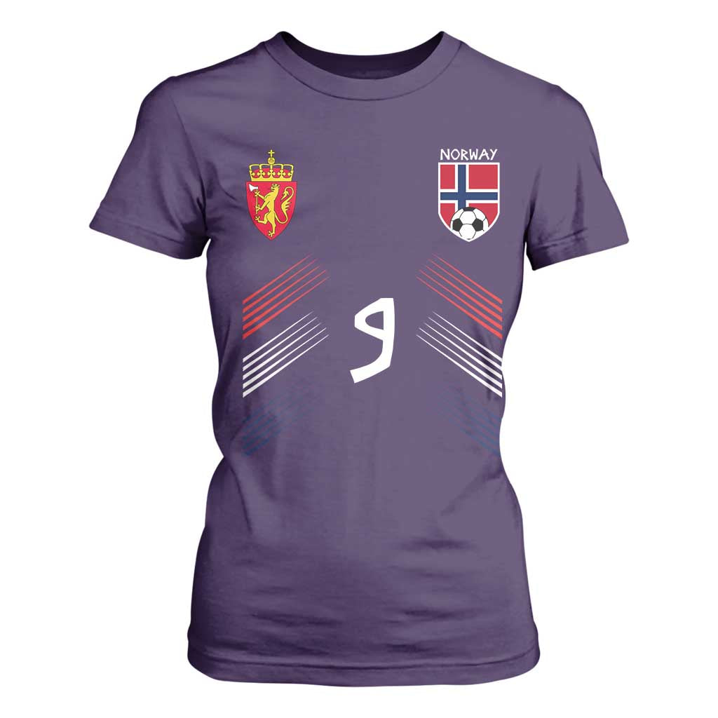 Norway Football Crest Jersey Style T Shirt For Women Number 9 Viking Athletic for Soccer Fan