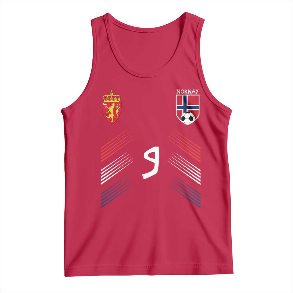 Norway Football Crest Jersey Style Tank Top Number 9 Viking Athletic for Soccer Fan