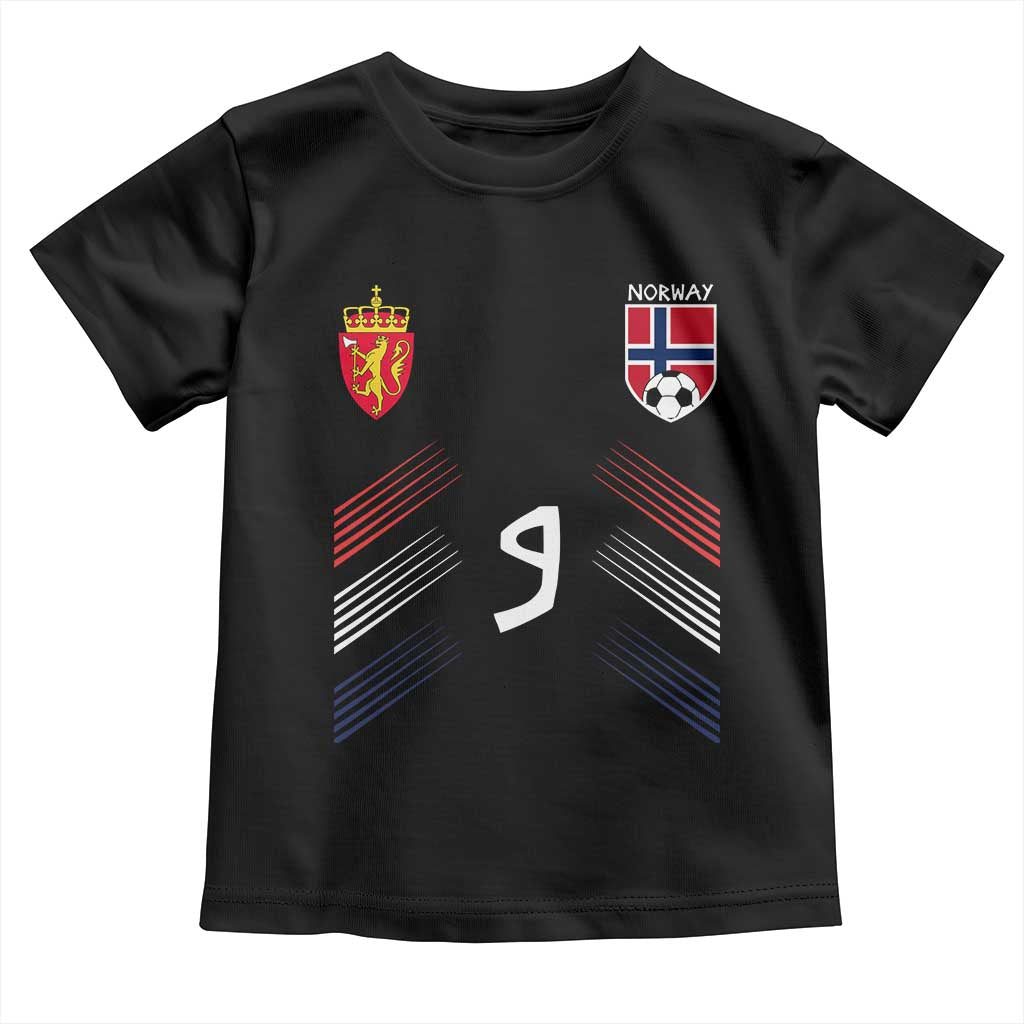 Norway Football Crest Jersey Style Toddler T Shirt Number 9 Viking Athletic for Soccer Fan
