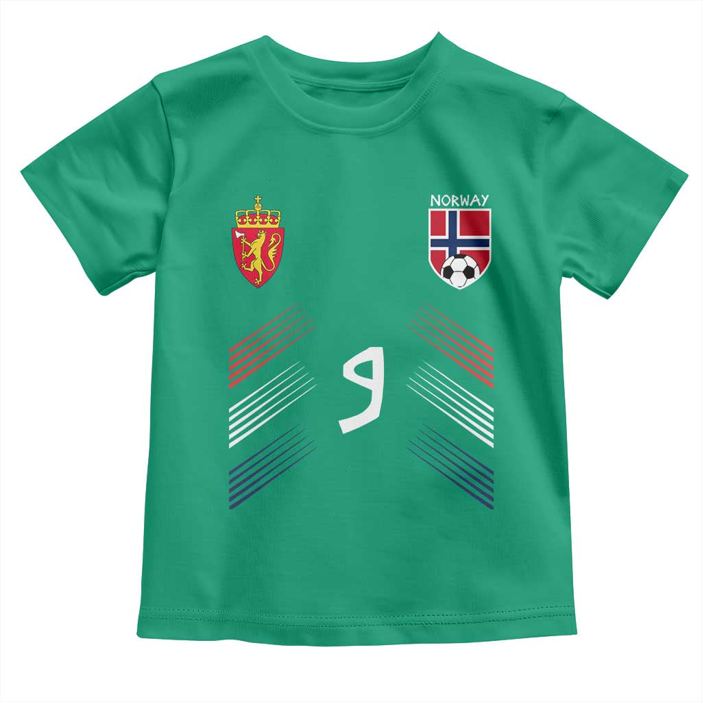 Norway Football Crest Jersey Style Toddler T Shirt Number 9 Viking Athletic for Soccer Fan