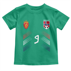 Norway Football Crest Jersey Style Toddler T Shirt Number 9 Viking Athletic for Soccer Fan
