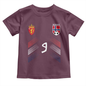 Norway Football Crest Jersey Style Toddler T Shirt Number 9 Viking Athletic for Soccer Fan