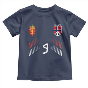 Norway Football Crest Jersey Style Toddler T Shirt Number 9 Viking Athletic for Soccer Fan