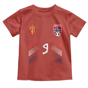 Norway Football Crest Jersey Style Toddler T Shirt Number 9 Viking Athletic for Soccer Fan