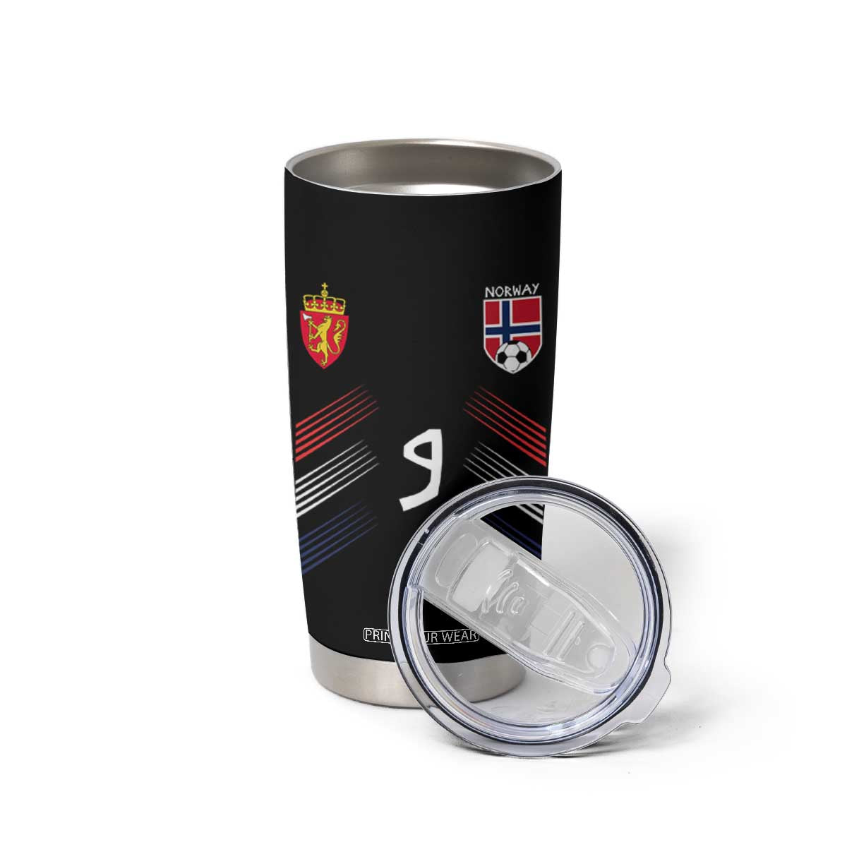 Norway Football Crest Jersey Style Tumbler Cup Number 9 Viking Athletic for Soccer Fan