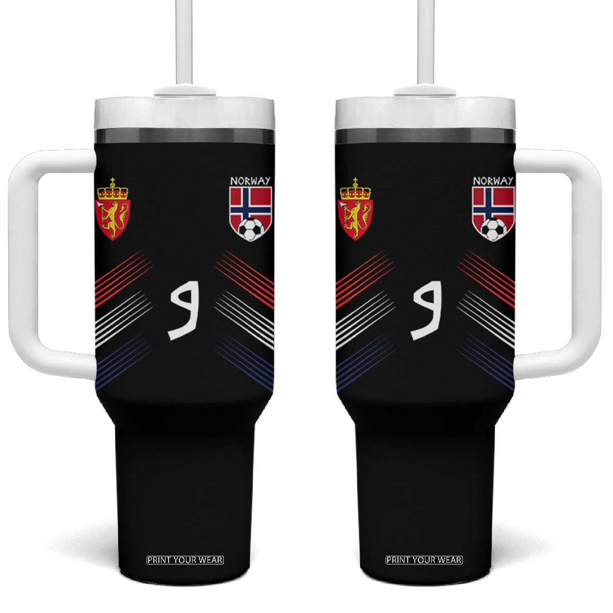 Norway Football Crest Jersey Style Tumbler With Handle Number 9 Viking Athletic for Soccer Fan