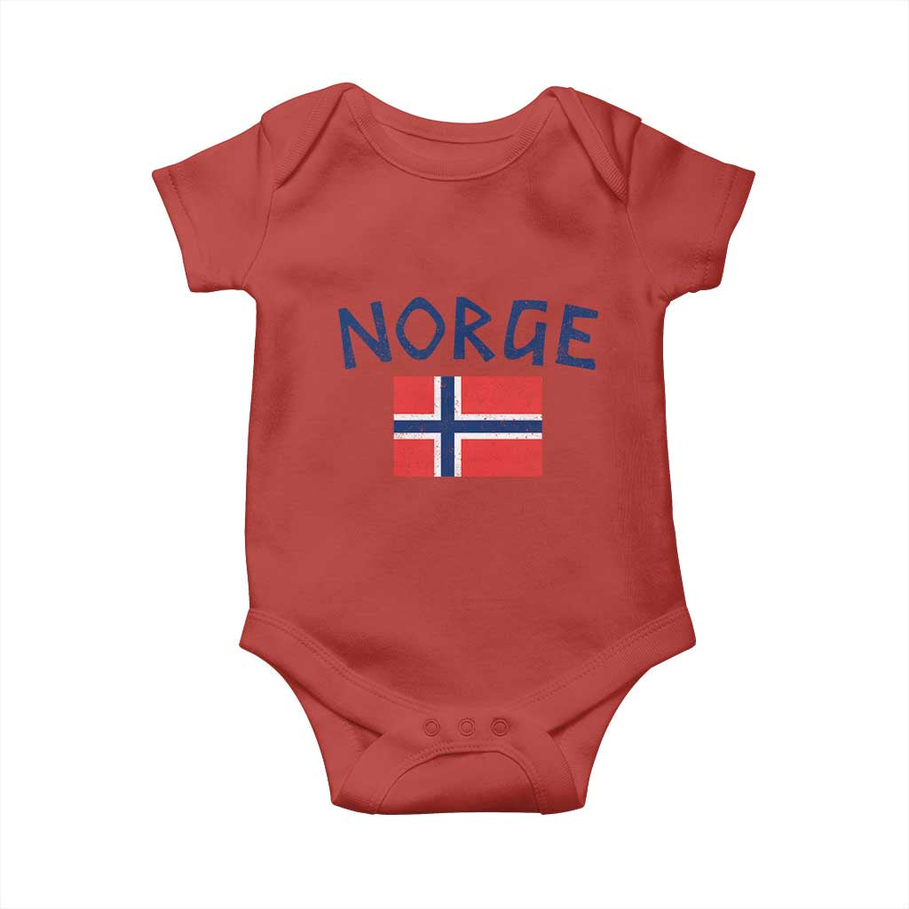 Norway Norge Soccer Design Vintage Norwegian Flag Baby Onesie TS11 Red Print Your Wear