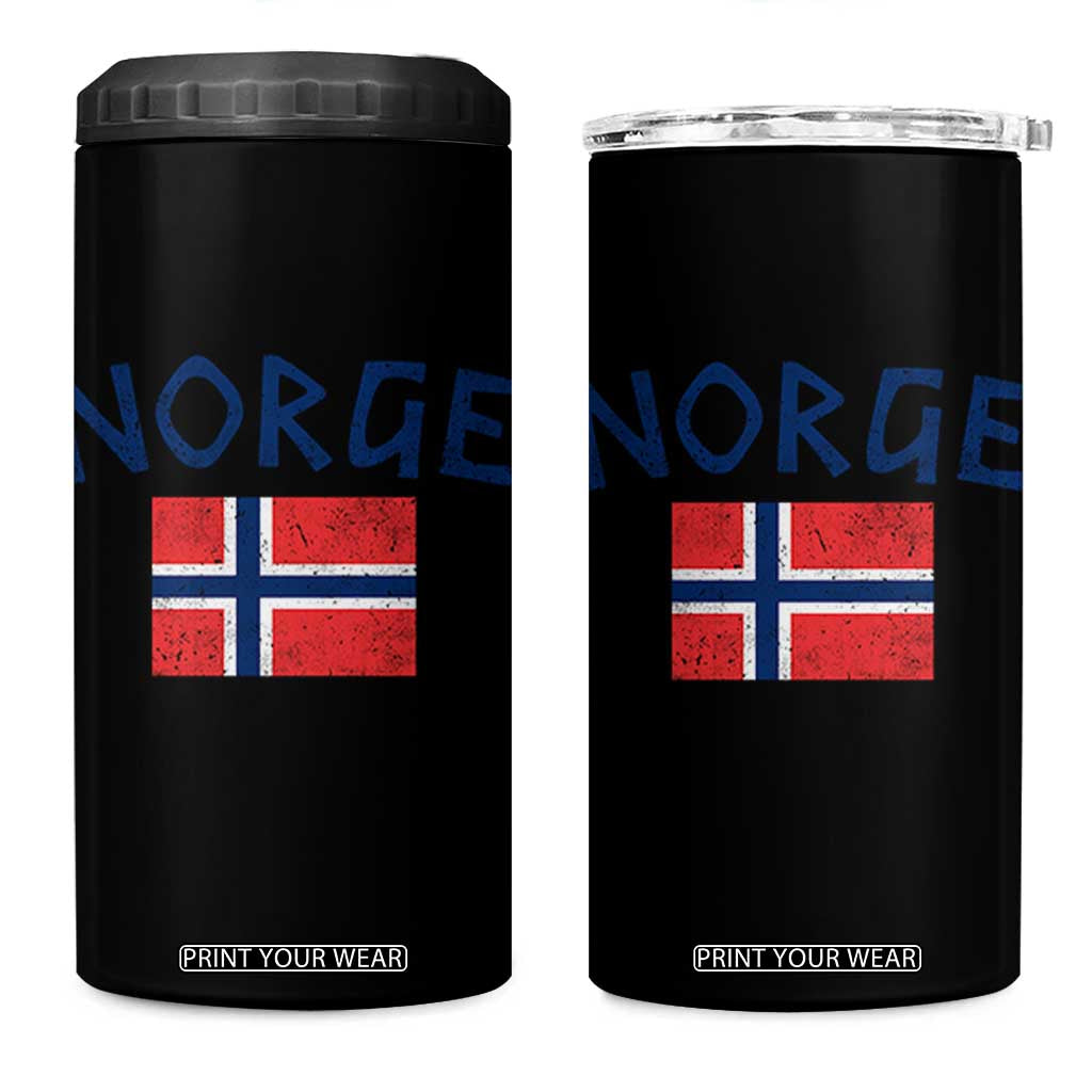 Norway Norge Soccer Design Vintage Norwegian Flag 4 in 1 Can Cooler Tumbler TS11 One Size: 16 oz Black Print Your Wear