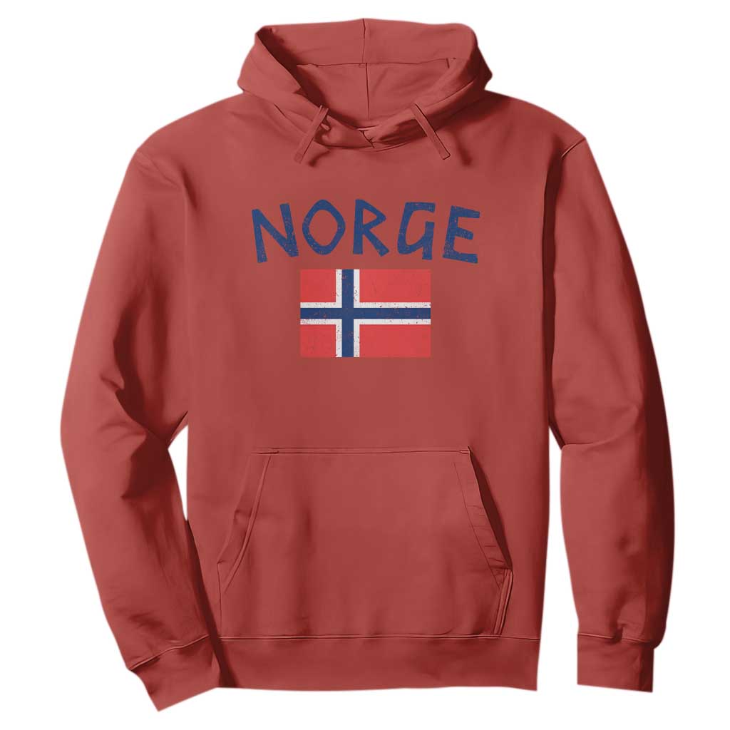 Norway Norge Soccer Design Vintage Norwegian Flag Hoodie TS11 Red Print Your Wear