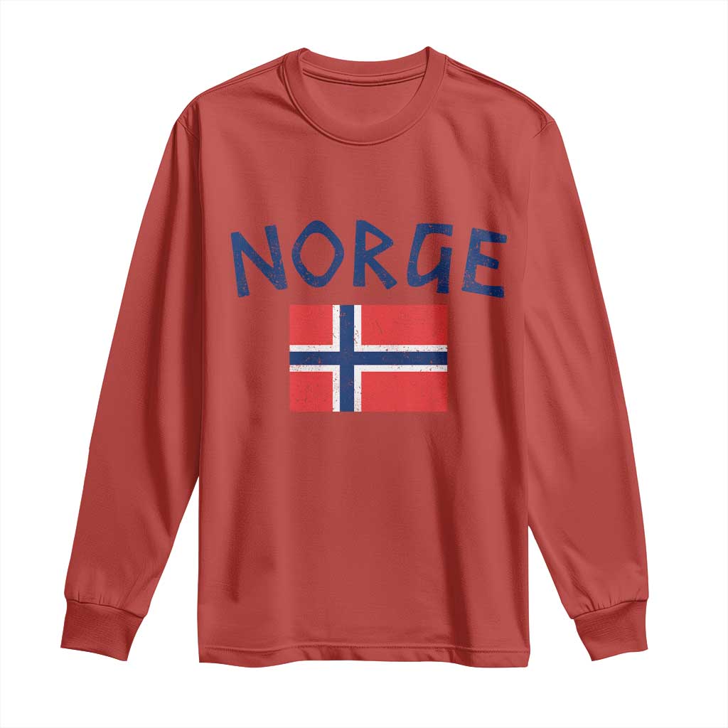 Norway Norge Soccer Design Vintage Norwegian Flag Long Sleeve Shirt TS11 Red Print Your Wear