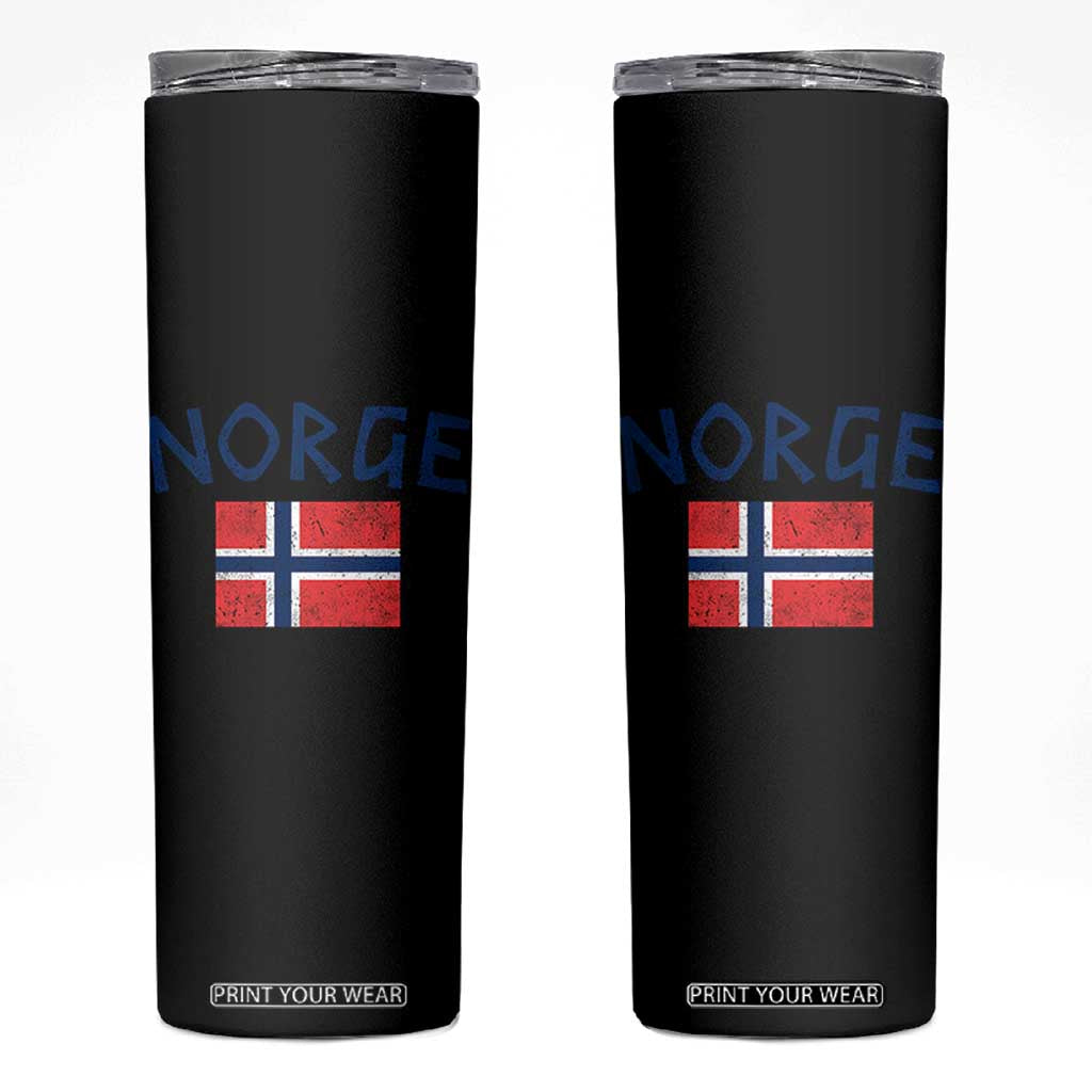 Norway Norge Soccer Design Vintage Norwegian Flag Skinny Tumbler TS11 Black Print Your Wear